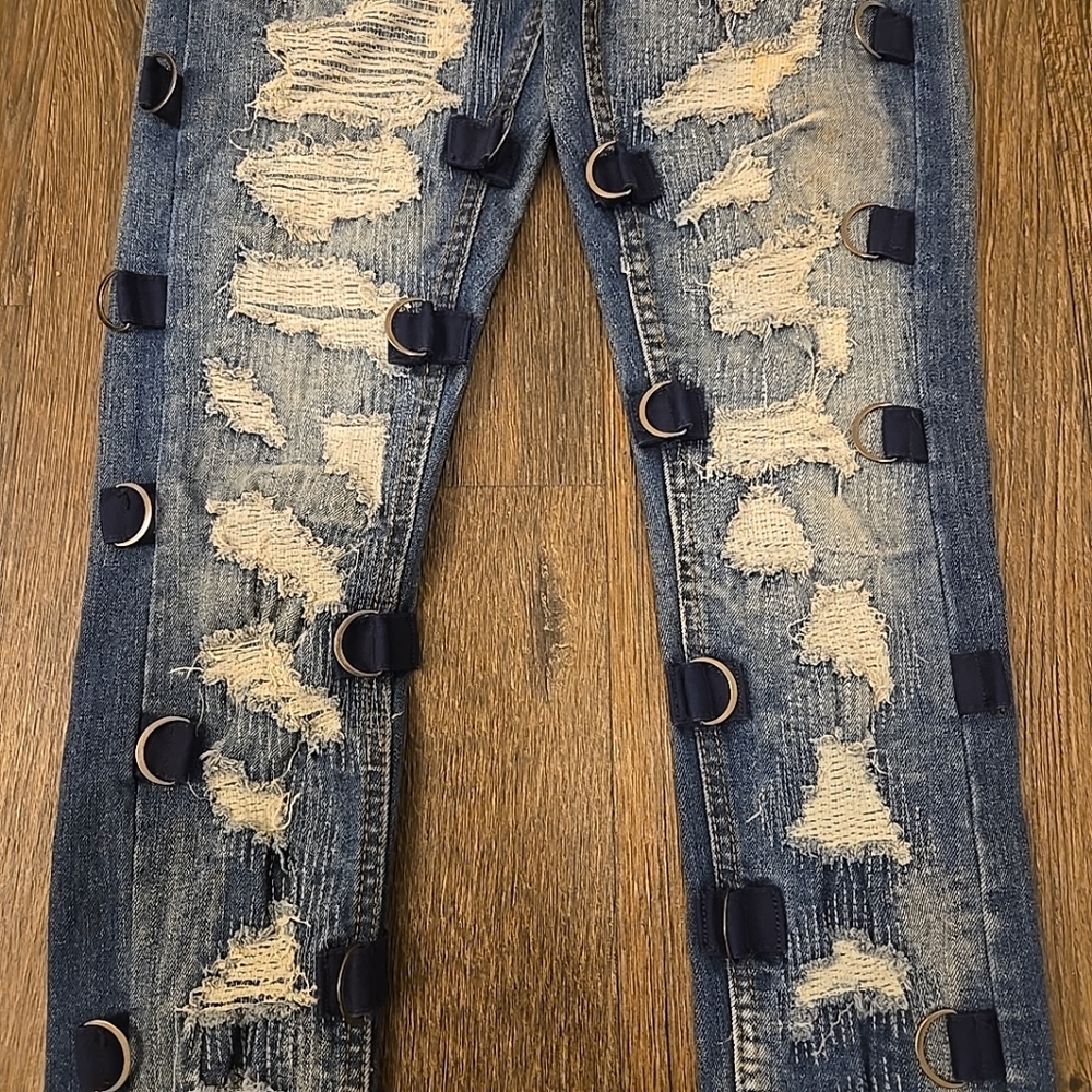 Smugglers Moon Distressed Blue Jeans Mens 28x31 Rare Sippin When Moon Shine - Picture 2 of 7